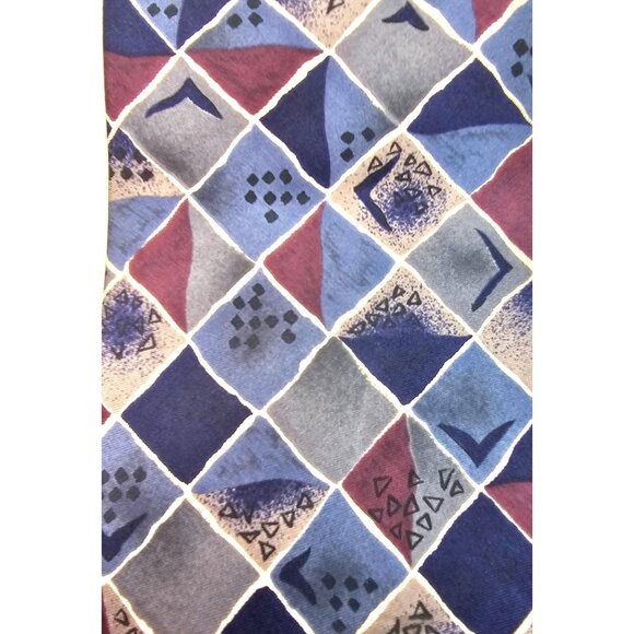 Colours by Alexander Julian Geometric Diamond Pattern Silk Mens Tie - Picture 6 of 9